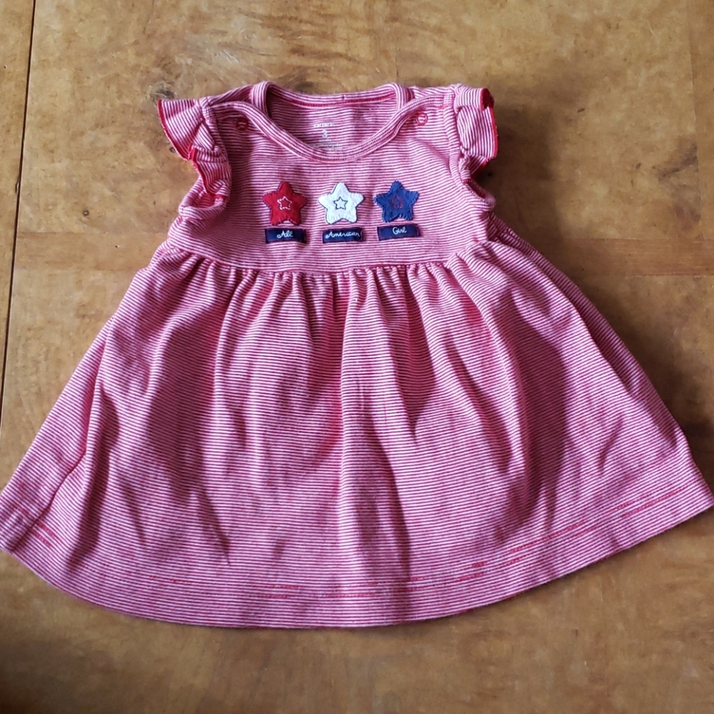 Carter's Red White Blue American Girl Dress All Cotton sz 3 months